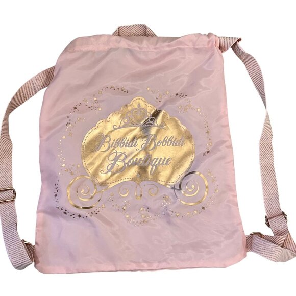 Disney Bibbidi Bobbidi Boutique Pink Drawstring Backpack With Gold Glitter Desig - Picture 3 of 5